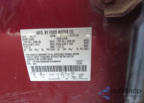 2014 Ford Explorer z USA, uszkodzony, nr VIN 1FM5K8B89EGA08657